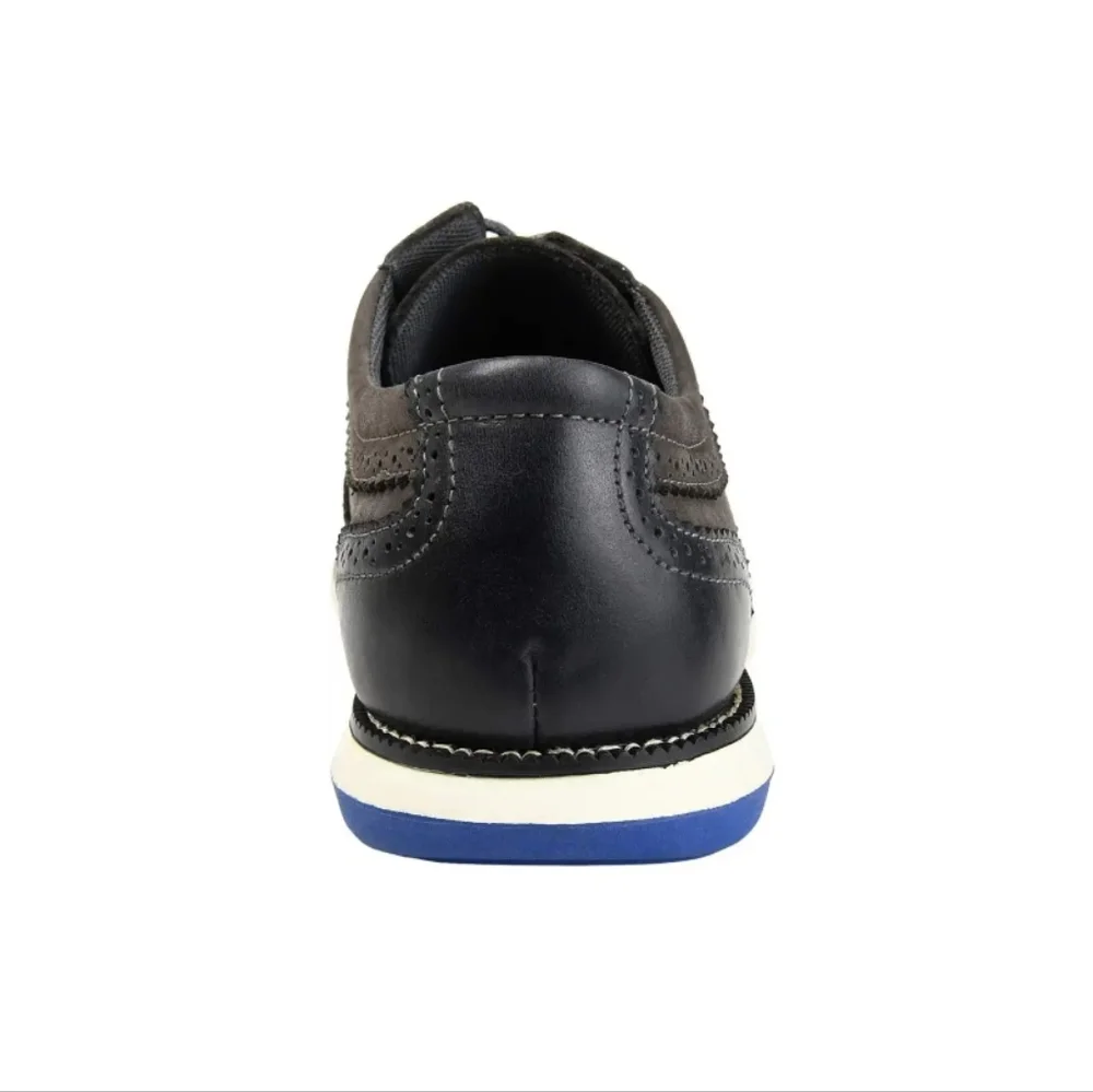 Vance Co. Drake Leather Wingtip Oxford in Dark Grey/Black - Picture 5 of 15